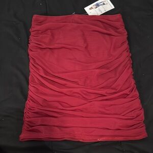 Elegant Red Ruched Skirt